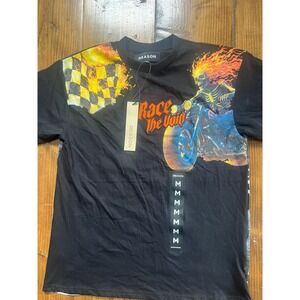 Reason Brand Race The Void Mens Black Graphic‎ T-Shirt Speed Of Sin Skeleton M
